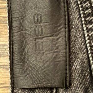 Reiss Charcoal Leather and Heather Gray Fabric Accent